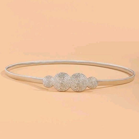 Accessories - Silver medalion Metal Skinny Elastic Skinny Stretch Leaf Vintage women‎